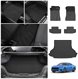 Mustang Floor Mats - Car Mats for Ford Mustang 2015-2025 2026 (Not for Mach-E), All Weather Floor Mats and Cargo Liner, Heavy Duty Rubber Mats, Car Accessories by cartist