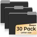 SUNEE File Folders, 30 Pack Manilla Folders 8.5 x 11, Colored File Folders Home Office School Supplies for Documents Files Paper, Black by SUNEE