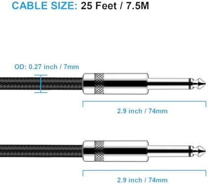 New Bee Guitar Cable 25ft Electric Instrument Cable Bass AMP Cord 1/4 Straight to Straight for Electric Guitar, Bass Guitar, Electric Mandolin, Pro Audio - Image 2