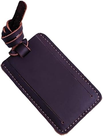 Premium Vegetable-Tanned Natural Leather Luggage Tag – Durable, Stylish Travel ID Labels for Suitcases, Bags, and Backpacks (Brown with a Long Belt, 1 pc.) by Unknown