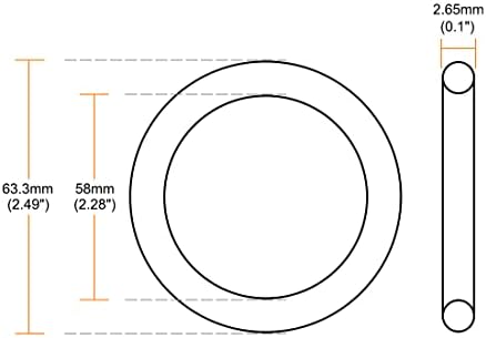uxcell Nitrile Rubber O-Rings 63.3mm OD 58mm ID 2.65mm Width Pack of 5 - Image 3