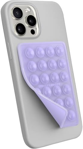 StickyGrippy Suction Phone Case Mount, Sillicon Adhesive Phone Accessory for iPhone and Android, Hands-Free Fidget Toy Mirror Shower Phone Holder, Tiktok Videos and Selfies (Purple Glitter) - Image 3