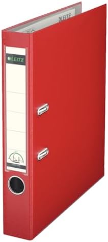Leitz Plastic Lever Arch File, 90 Percent Recycled Card, 30 Percent Pre-Consumer Recycled Plastic, with Thumbhole and Rado Rings, 50mm Spine 350 Sheet Capacity, Red, 10151025 by Leitz