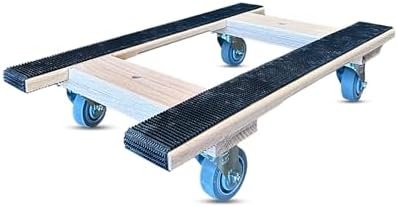 Made in USA Premium Solid Oak Furniture Dolly - 18"x30" H-Frame w/Non-Slip Grip, 3.5" Non-Marking Wheels, Heavy-Duty 1000 lbs Capacity by CasterHQ