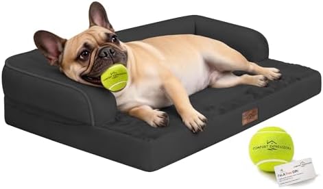 Comfort Expression Washable Dog Bed with Bolster for Medium to Large Dogs by ComfortExpression