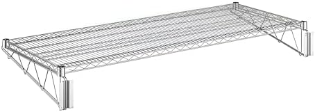 24" x 60" Wire Chrome Wall Mount Shelf, Commercial Fixed Wall Mount Rack, NSF, Metal Floating Shelving for Kitchen, Stock Rooms, Home and Hotel by Zedfire