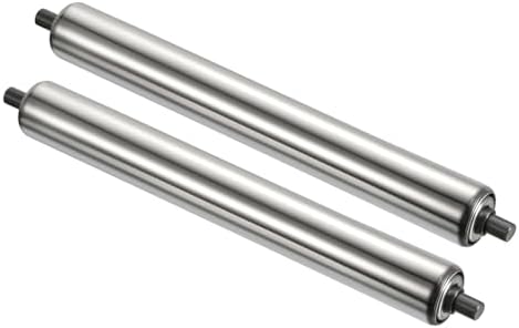 PATIKIL Conveyor Roller 3" Diameter 16" Length, 2 Pack Stainless Steel Transmission Replacement Part Galvanized End, Silver by PATIKIL