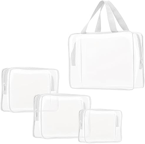 4Pcs Crystal Clear PVC Travel Toiletry Bag Kit for Women Men, Cosmetic Bags by ROYBENS