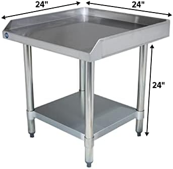 Stainless Steel Equipment Grill Stand with Adjustable Undershelf | Heavy Duty 18-Gauge Top | NSF Certified for Commercial Kitchen & Utility Use (24"x24") - Image 2