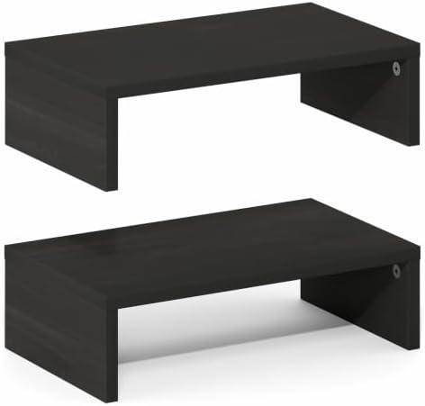 Furinno CLASSIC Monitor Stand Riser Set of 2, 15.7" Wide Dual Monitor Riser, Stackable Separable Laptop Stand for Desk, Desktop Organizers and Accessories, for Office Supplier, Espresso - Image 4