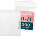11x14 Self Sealing Cellophane Bags (200 Pack) - Resealable Adhesive by PackItChic