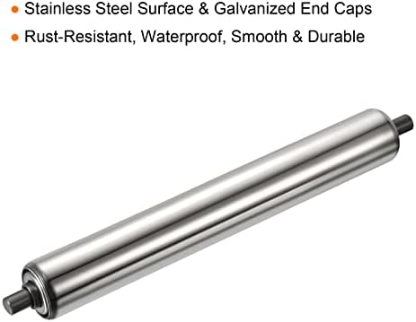 PATIKIL Conveyor Roller 1.5" Diameter 12" Length, Stainless Steel Gravity Transmission Replacement Part Galvanized End, Silver - Image 3