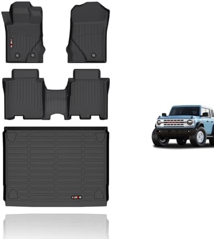 KELCSEECS® Floor Mats & Cargo Liner for 2021 2022 2023 2024 2025 2026 Ford Bronco(Not Sport) 4 Door All Weather Car Mats Floor Liners Trunk Mat Cargo Mat Ford Bronco Floor Mats Accessories by KELCSEECS