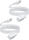 DEWENWILS 10FT Extension Cord, 2 Prong Extension Cord 3 Outlet with Dustproof Sliding Covers, SPT-2 AWG16/2 Power Cable for Indoor Use, 13A/125V/1625W, White, ETL Listed, 2 Pack by DEWENWILS