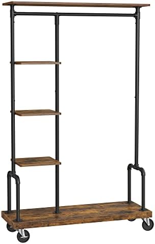 VASAGLE Clothes Rack, 5-Tier Garment Rack on Wheels, Industrial Pipe Style by VASAGLEbySONGMICSHOME