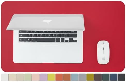 Leather Desk Mat - Small Non-Slip PU Desk Pad for Office and Home - Desk Organization and Accessories - Ideal for Large Mouse Pad and Small Desk Mats on Top of Desks (Rose Red,23.6"x 13.8") by HOMIEAZICOZI