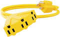 PLUGTUL 2FT Outdoor Extension Cord with Multiple Outlets | 14 Gauge, 3-Outlet, SJTW, 15A 14AWG 1875W SJTW, ETL Listed - Great for Garage, Garden and Home, Yellow by PLUGTUL