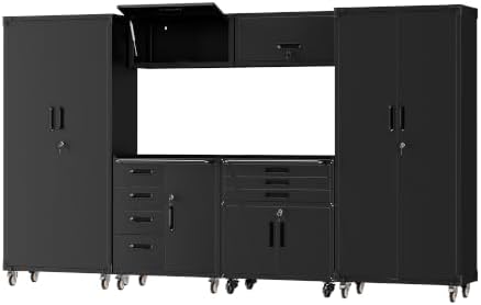 6-Piece Garage Storage Cabinets System Heavy Duty Workshop Set by FLIXELIO