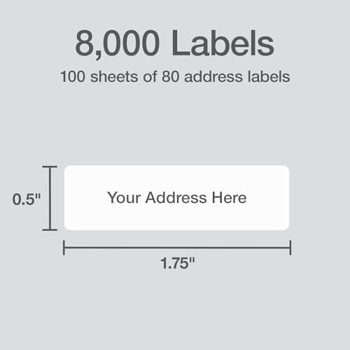 Redi-Tag 0.5" x 1.75" Address Labels, 8000 per Pack, White, Laser Printer Labels, 1/2" x1-3/4, Self-Adhesive, Permanent Stick, Smudge-Resistant, Perfect for Mailing, Office, and Home Use - Image 2