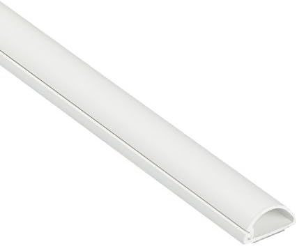D-Line Half Round Cord Hider, Patented Cable Cover, Hide TV Wall Mount Wires, Raceway for Cords, Decorative Wire Covers, Paintable, Adhesive Cable Concealer, 1x 0.78in W x 0.39in H x 39in L,White by D-LineUSAinc