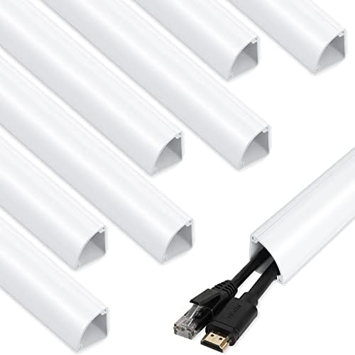 ZhiYo 136in Corner Cable Hider for 3-5 Cords, Wall & Floor Cord Hider White by ZhiYo