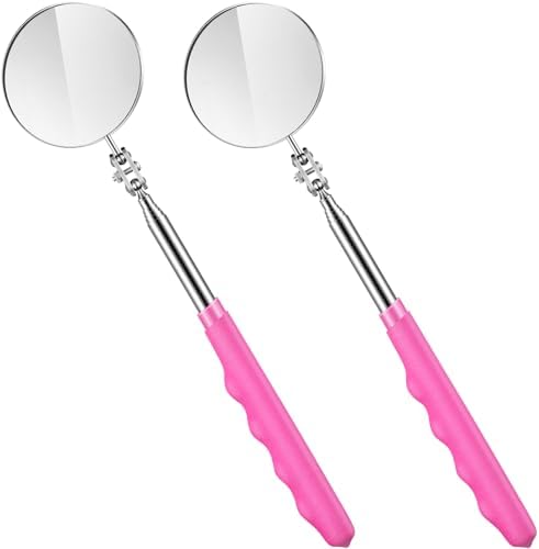 Copkim 2 Pcs Telescoping Inspection Mirror Mechanics Mirror,50mm,Pink by Copkim