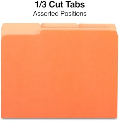 Staples Top-Tab File Folders, Letter Size, 3-Tab, Orange, 100/Box - Image 3