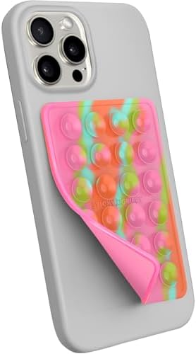 StickyGrippy Suction Phone Case Mount, Sillicon Adhesive Phone Accessory for iPhone and Android, Hands-Free Fidget Toy Mirror Shower Phone Holder, Tiktok Videos and Selfies (Rainbow) - Image 3