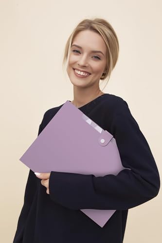 SKYDUE File Folder with Labels, Accordion File Organizer with 8 Pockets, Portable Document Organizer, A4 Letter Size, Paper Organizer for Office, Purple - Image 7