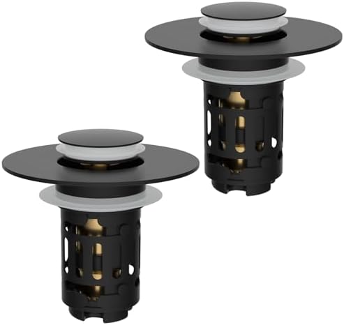 Hibbent 2 PCS Upgraded 3 in 1 Bathroom Sink Drain Strainer, Pop Up Stopper by Hibbent