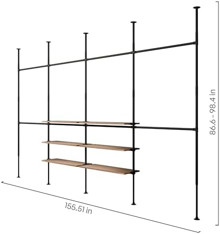 pamo Adjustable Clothes Rack with Shelves 155" W x 86"-98" H - Image 2