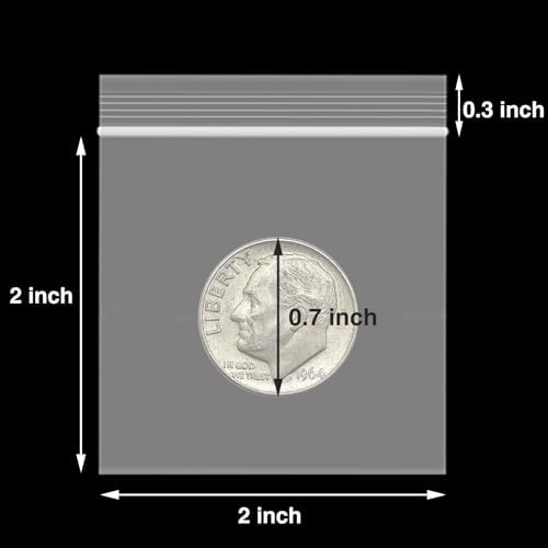 1200Pcs 2" x 2" Plastic Zip Bags, Clear, 2 Mil Thick - Image 2