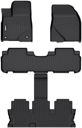 Floor Mats Fit for 2014-2019 Highlander All Weather Protection TPE Anti-Slip Automotive Floor Liners, Fits 1st & 2nd & 3rd Row Full Set Custom Accessories, Black by HAFIDI