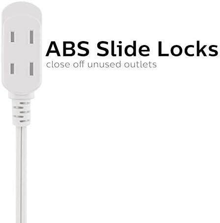 Philips Extension Cord 3-Outlet 15 Ft | Flat Plug | Safety Slide | White | Pack of 12 - Image 3