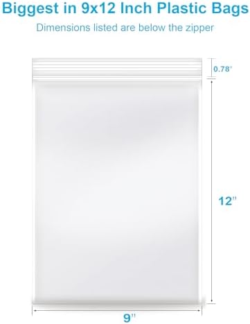 9''x 12'', (Pack of 100) 2 mil Thick Clear Plastic Reclosable Zip Poly Bags with Resealable Lock Seal Zipper for Photo, Jewelry, Bakery, Treats, Travel, Storage, Packaging & Shipping… - Image 2