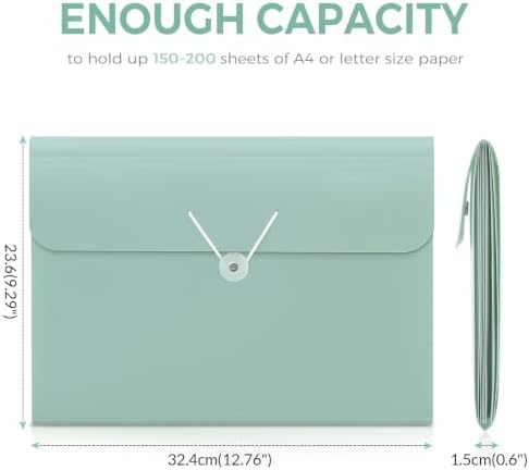 SKYDUE Accordion File Organizer, Expanding File Folder with 7 Pockets, Portable Receipt Paper Bill Document Organizer, Letter/A4 Size Filing Folder School Office Supplies, TurquoiseGreen - Image 4