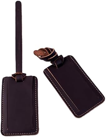 Premium Vegetable-Tanned Natural Leather Luggage Tag – Durable, Stylish Travel ID Labels for Suitcases, Bags, and Backpacks (Brown with a Long Belt) - Image 3