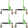 4 Pack 5/16" - 3/8" Hi-Viz Green Heavy Duty Folding Handle Ratchet Load Binder w/Grab Hook 7,100 lbs WLL | Tie Down Hauling Chain Binders for Flatbed Truck Trailer by MyteeProducts