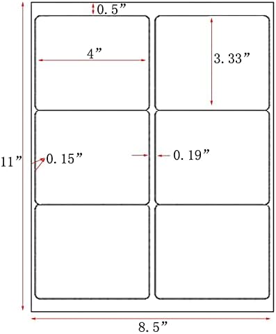 LabelMore 3 1/3 x 4 Labels - 6 Up Self Adhesive Shipping Labels - FBA Labels - Stickers for Laser & Inkjet Printers - 500 Sheet/ 3000 Labels - Image 2