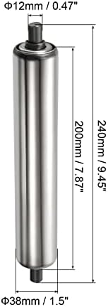 PATIKIL Conveyor Roller 1.5" Diameter 8" Length, Stainless Steel Gravity Transmission Replacement Part Galvanized End, Silver - Image 2