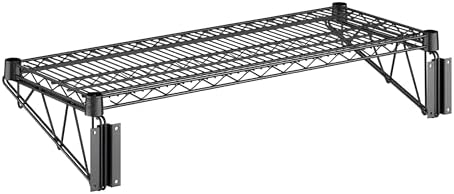 12" x 36" Wire Black Wall Mount Shelf, Commercial Fixed Rack, Metal Wall Mount Floating Shelving by Zedfire