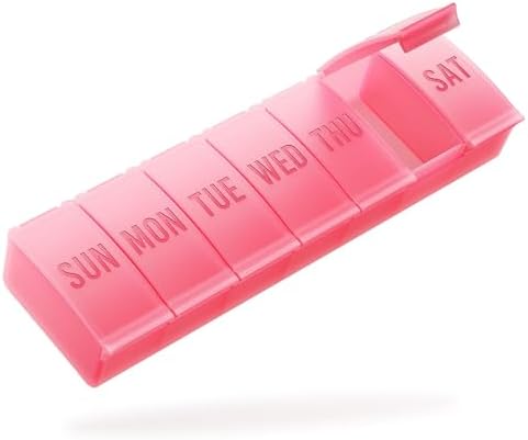 Barhon Pill Organizer Large, Weekly Medicine Pill Organizers, 7 Day Pills Box Case Travel for Big Vitamin Supplements Fish Oil, Red by Barhon