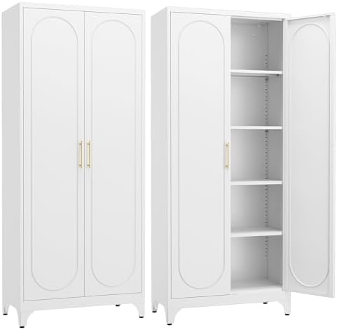 Steeloong 75"Metal Pantry Storage Cabinet with Doors & 4 Adjustable Shelves by Steeloong