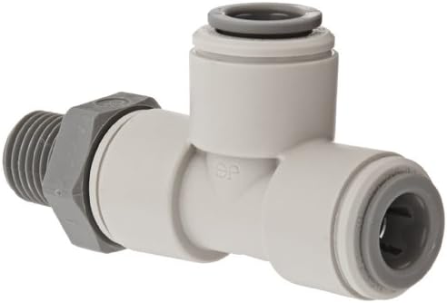 John Guest Acetal Copolymer Tube Fitting, Swivel Male Run Tee, 3/8" Tube OD x 3/8" Tube OD x 1/4" NPTF Male (Pack of 10) by JohnGuest