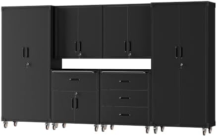 6-Piece Garage Storage Cabinets System Heavy Duty Workshop Set by FLIXELIO