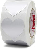 Hcode 1.5'' Color Coding Dot Labels Metalic Silver Love Heart Shape Natural Paper Adhesive Label 500 Stickers per Roll (Heart, Matte Silver) by Hcode