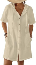 Bsubseach Womens Swimsuit Cover Up Shirt Hooded Beach Dress with Pockets by Bsubseach