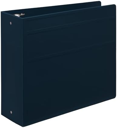 Carstens 4-Inch Heavy Duty 3-Ring Binder - Side Opening, Navy Blue, Durable Plastic, Precision No-Gap Rings, Waterproof Cover, No Pockets, Holds 600 US Letter Sheets, BPA-Free, Made in USA (1849-3R) by Carstens