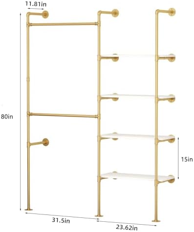 Industrial Pipe Clothing Rack with Shelves - Image 5
