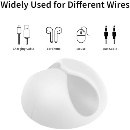 Flezoo 12PCS White Adhesive Cable Clips Cord Organizer for Wire Management - Image 3